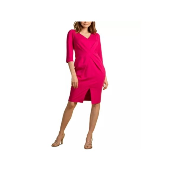 MSRP$298 NWT Tina Turk Sable Pleated-Waist Front-Slit Dress - Picture 1 of 12